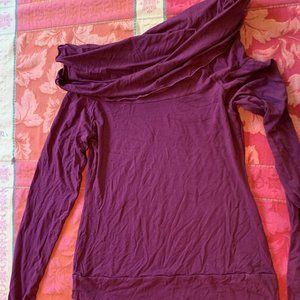 Caraucci Burgundy-Purple Cowl Neck Shirt M